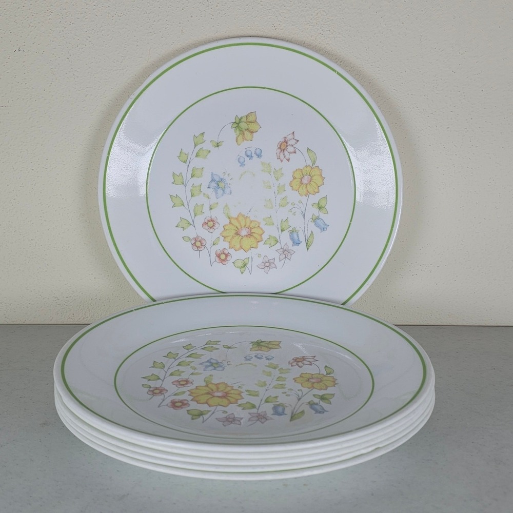 6 Corelle  vintage 1970 Spring Meadow Luncheon Plates